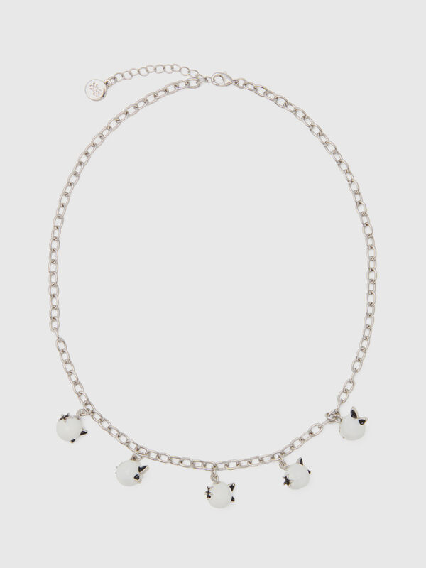 Silver necklace with white berries Women
