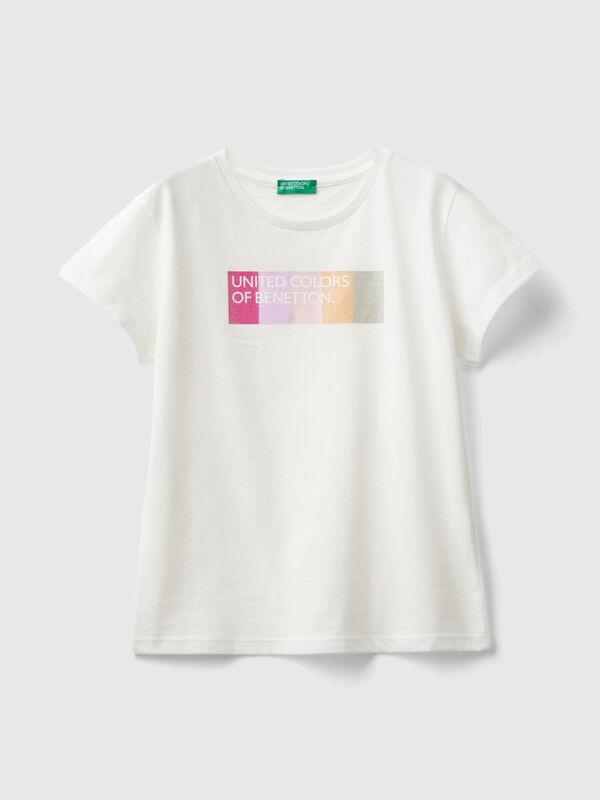 Μπλούζα με γκλίτερ λογότυπο από οργανικό βαμβακερό Κορίτσι