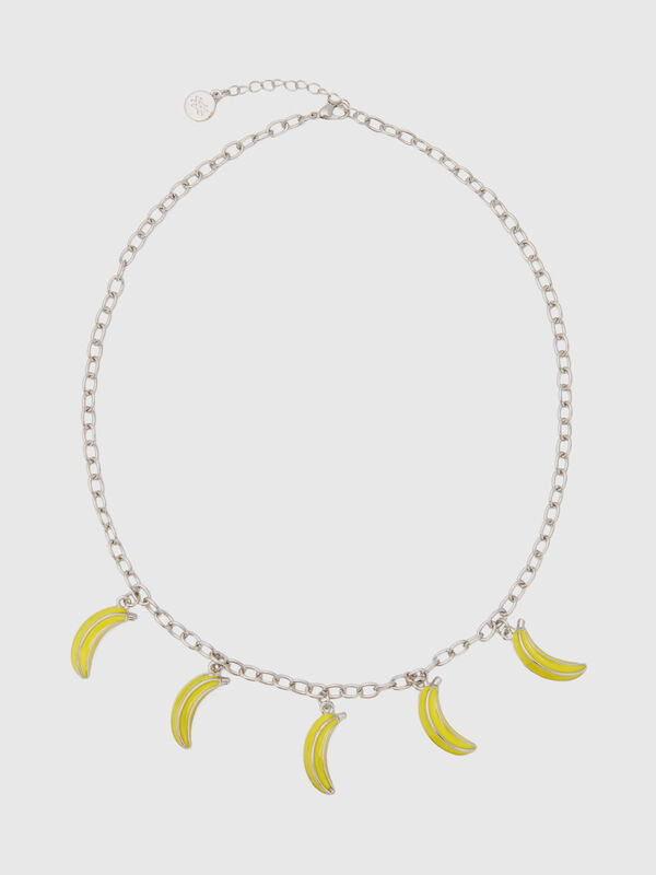 Silver necklace with yellow bananas Women
