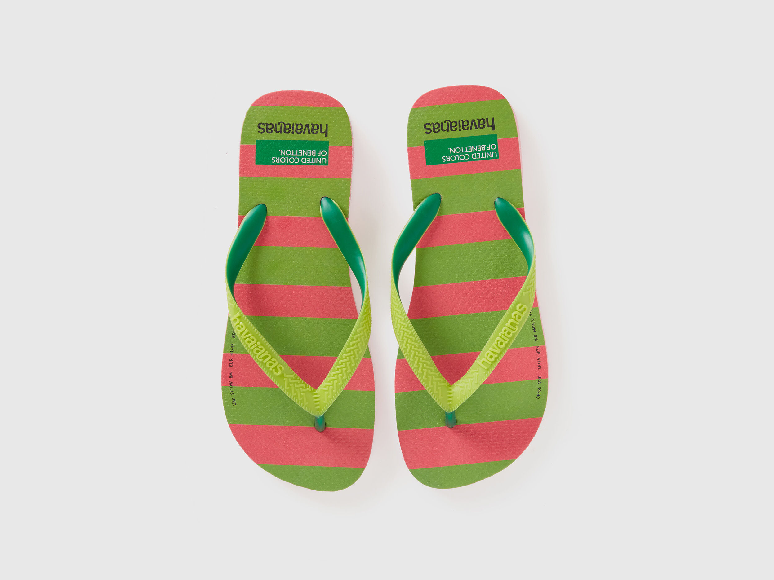 Havaianas flip flops with pink and light green stripes Multi color Benetton