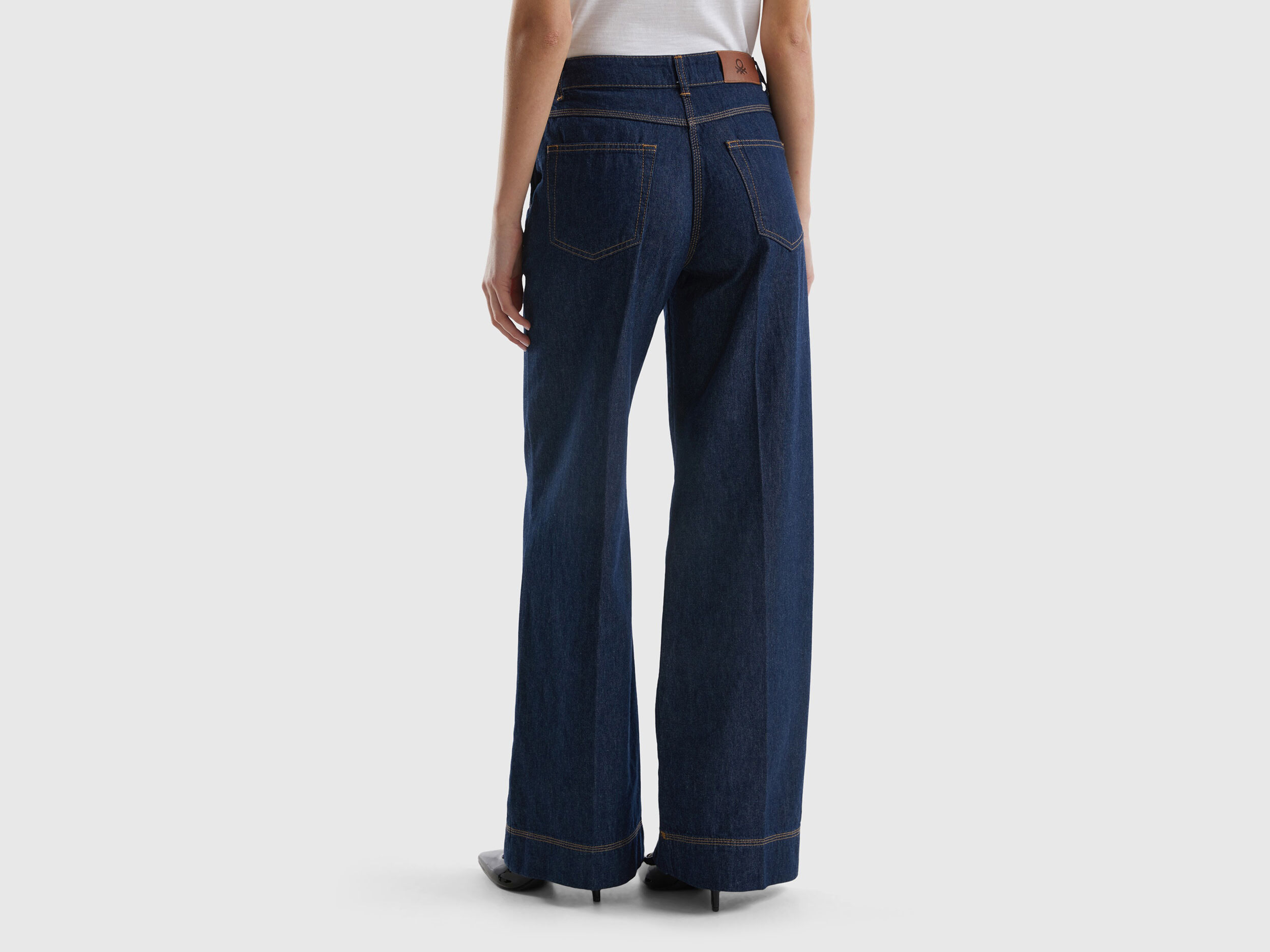 Jeans with wide leg - Dark Blue | Benetton Jeans with wide leg - Dark Blue | Benetton