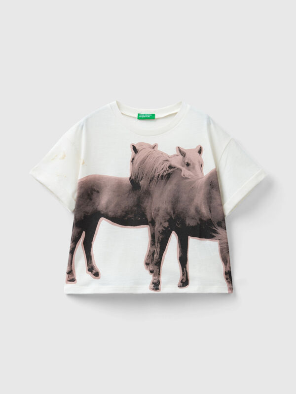 Μπλούζα με τύπωμα φωτογραφία με άλογα Κορίτσι