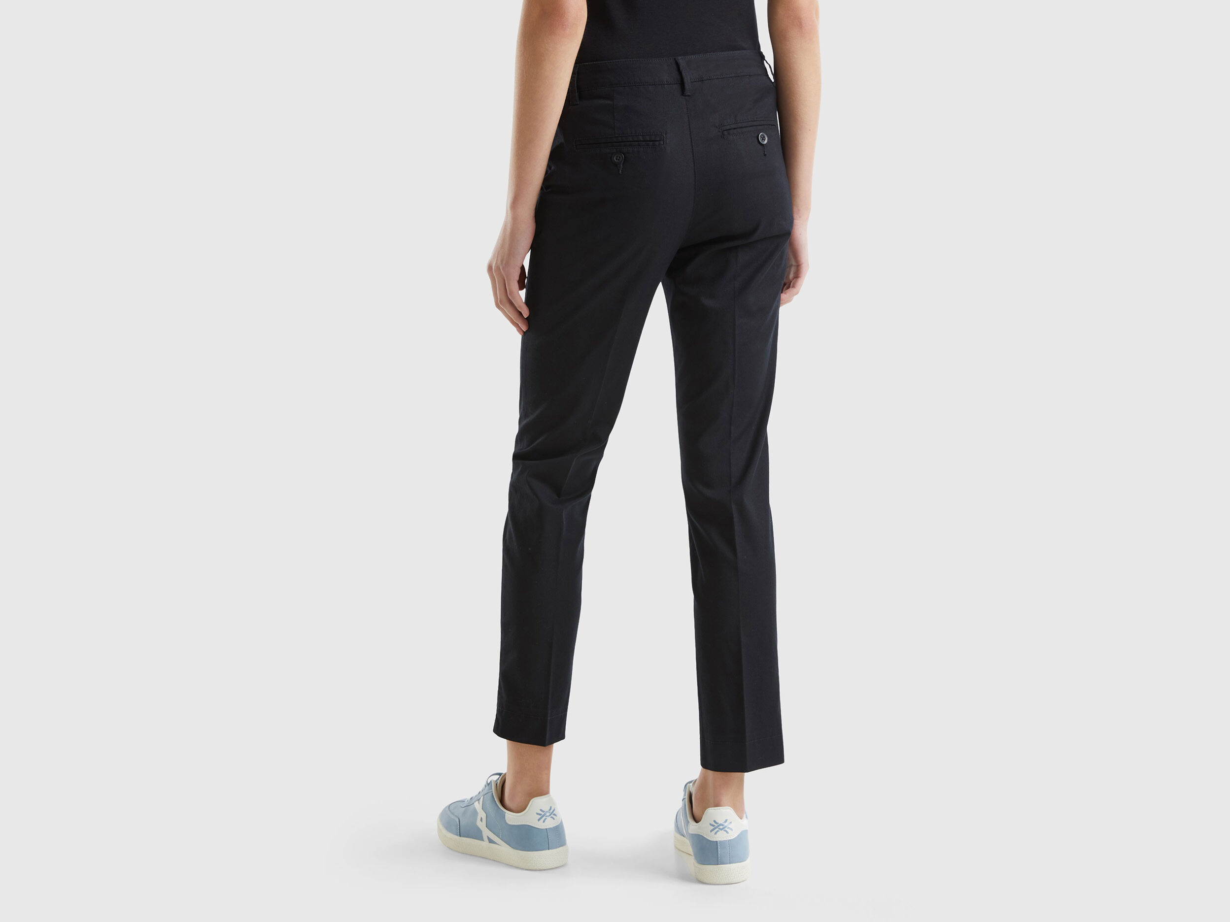 Stretch cotton chinos Black Benetton