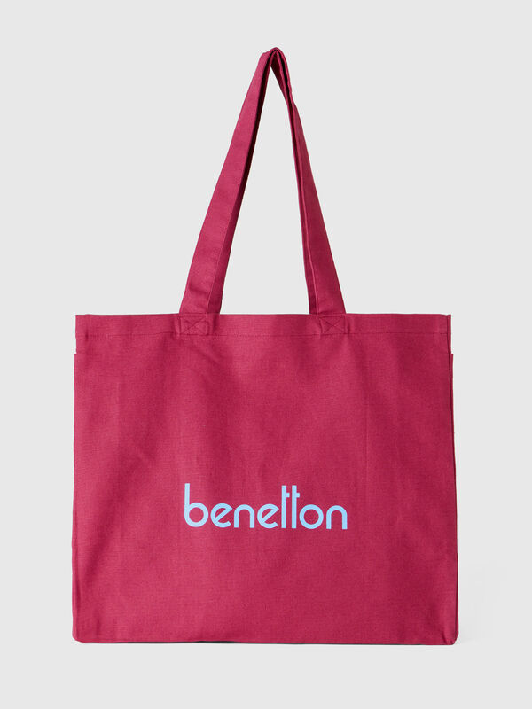 Burgundy tote bag in pure cotton