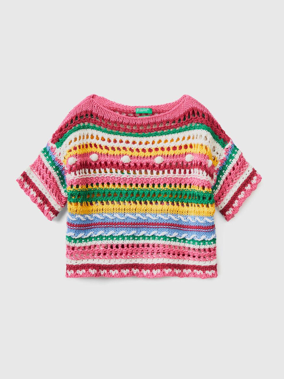 Sweater with crochet knit