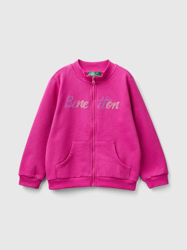 Hoodie with zip in organic cotton Junior Girl