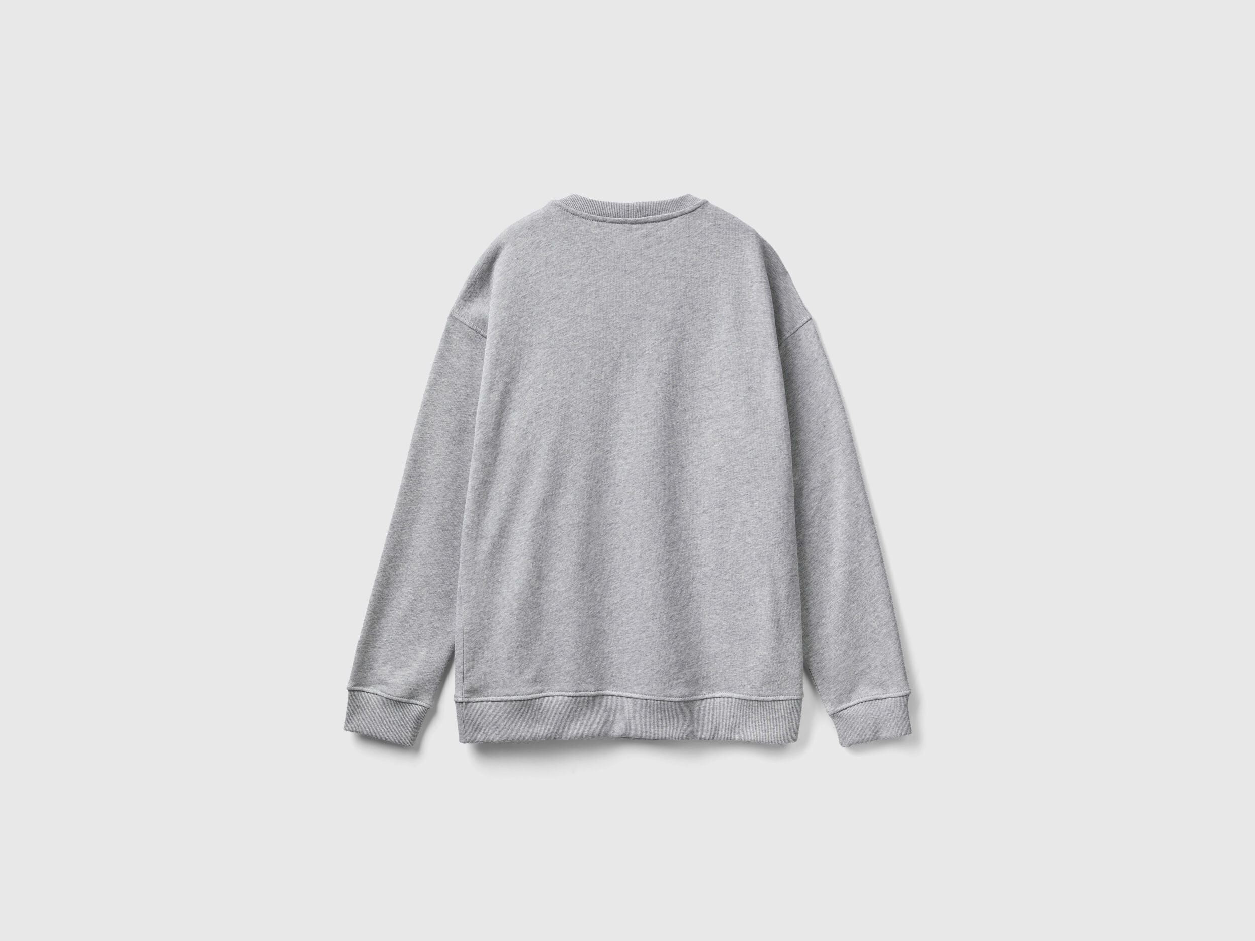 Crew neck sweatshirt with logo print Light Gray Benetton