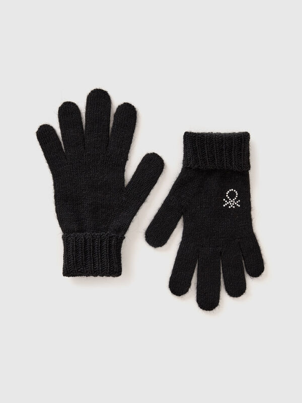 Γάντια από πλεκτό ύφασμα με λογότυπο Κορίτσι