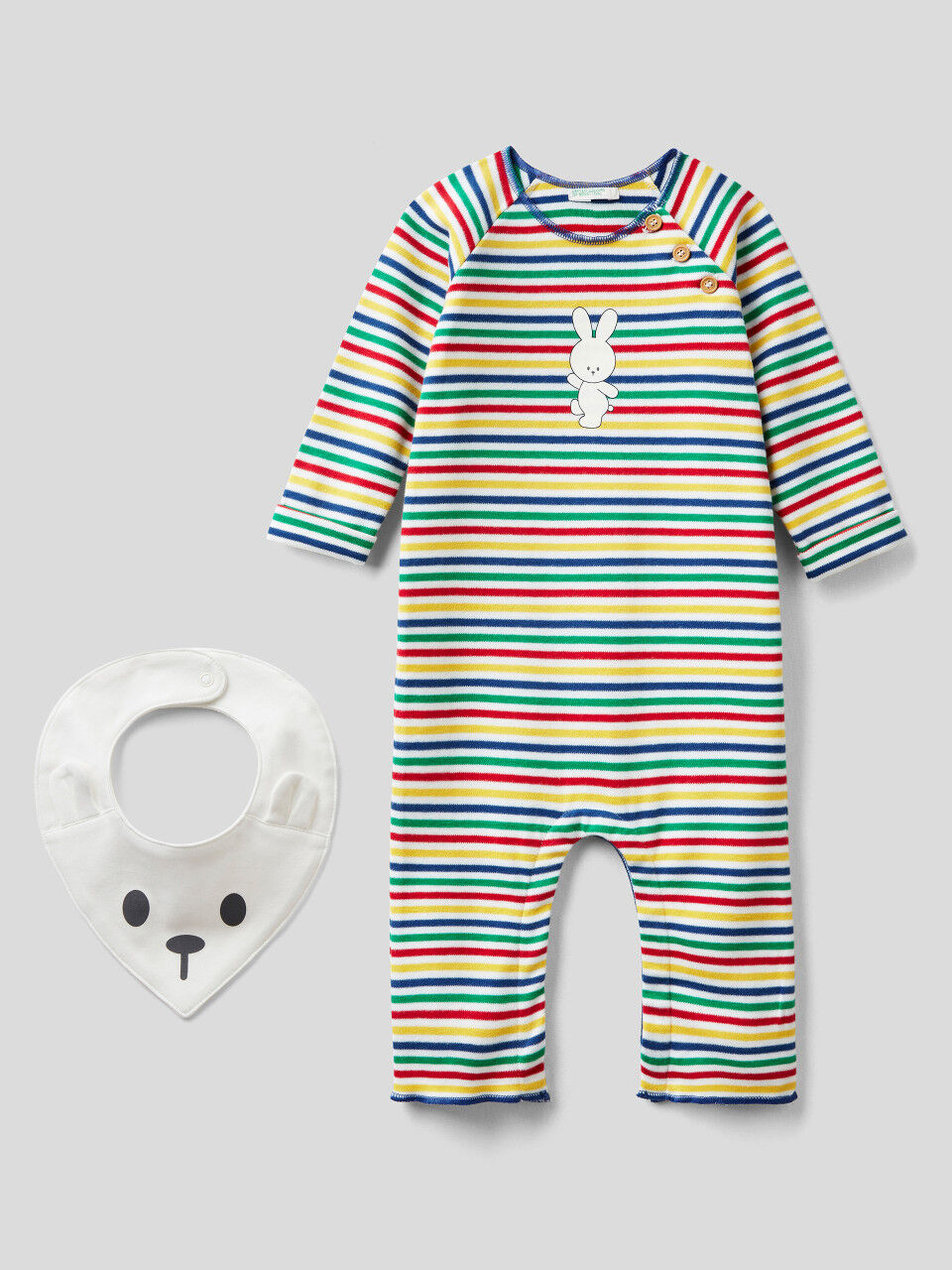 Onesie and bib in pure cotton