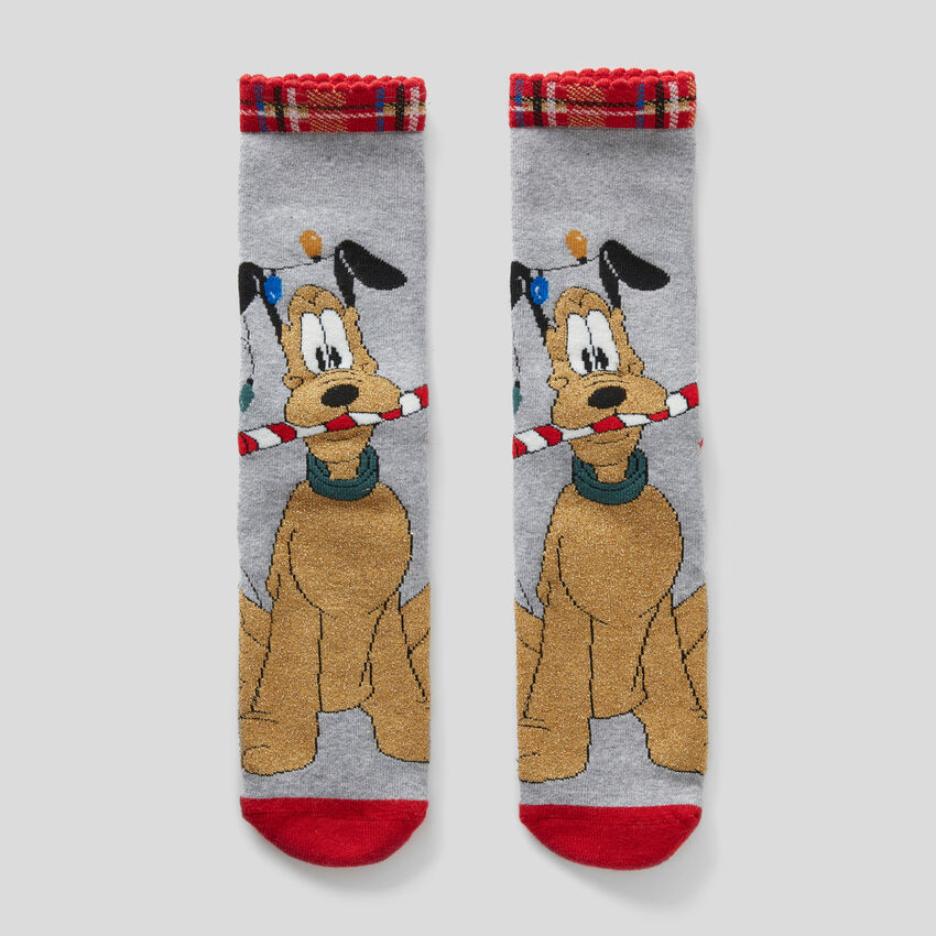 Red socks with Pluto and Minnie
