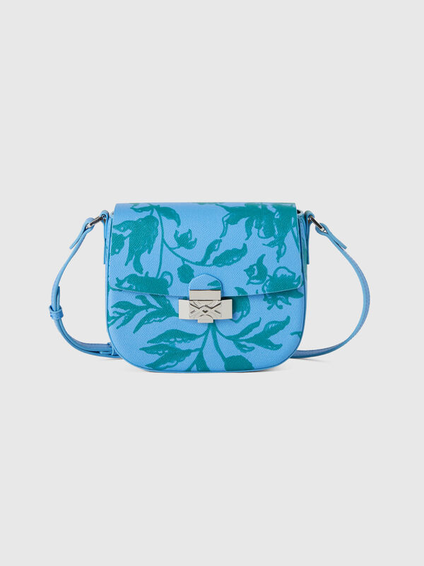 Τσάντα γαλάζια με τύπωμα με λουλούδια Γυναικεία