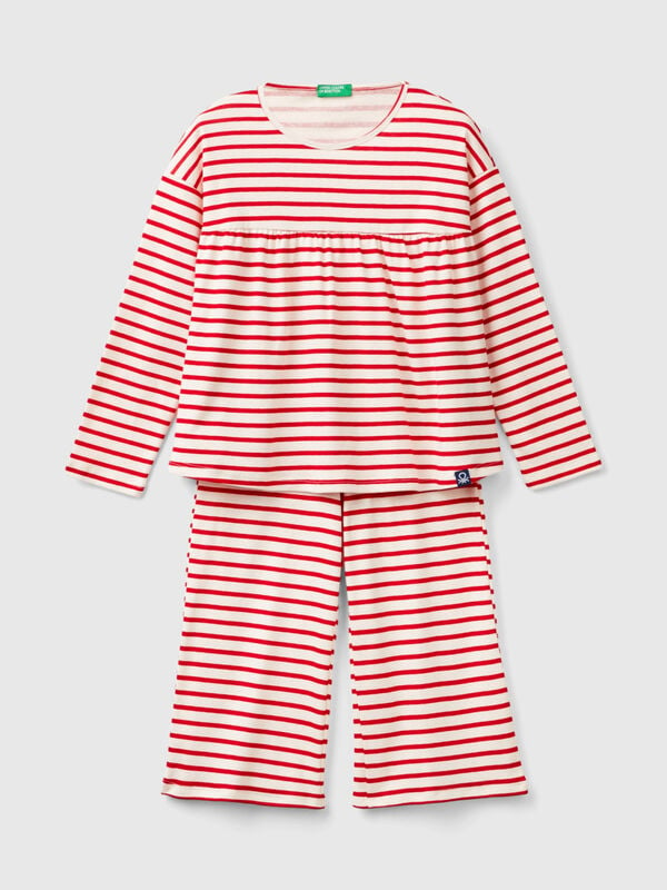 Loose-fitting striped organic cotton pyjamas Junior Girl