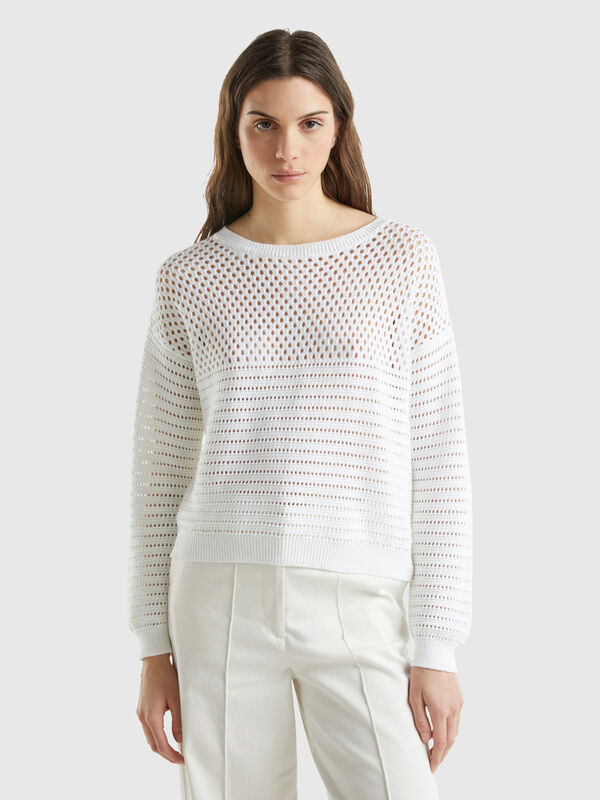 Boxy fit sweater with open knit Women