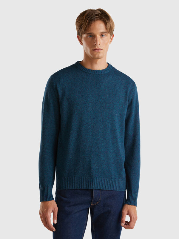 Crew neck sweater in cashmere and wool blend Men