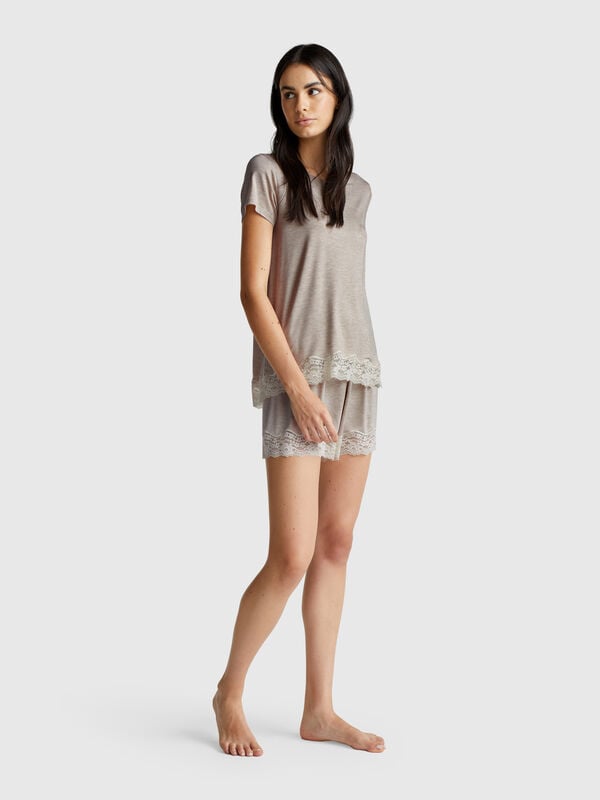 Μπλούζα κοντομάνικη από δαντέλα Γυναικεία