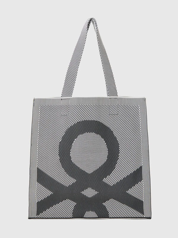 Black and white reversible tote bag Women