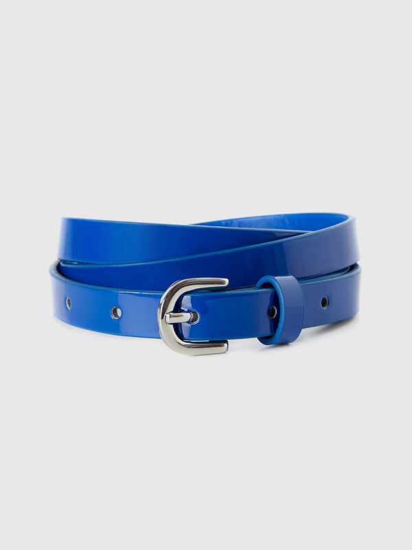 Blue low waist patent belt Women