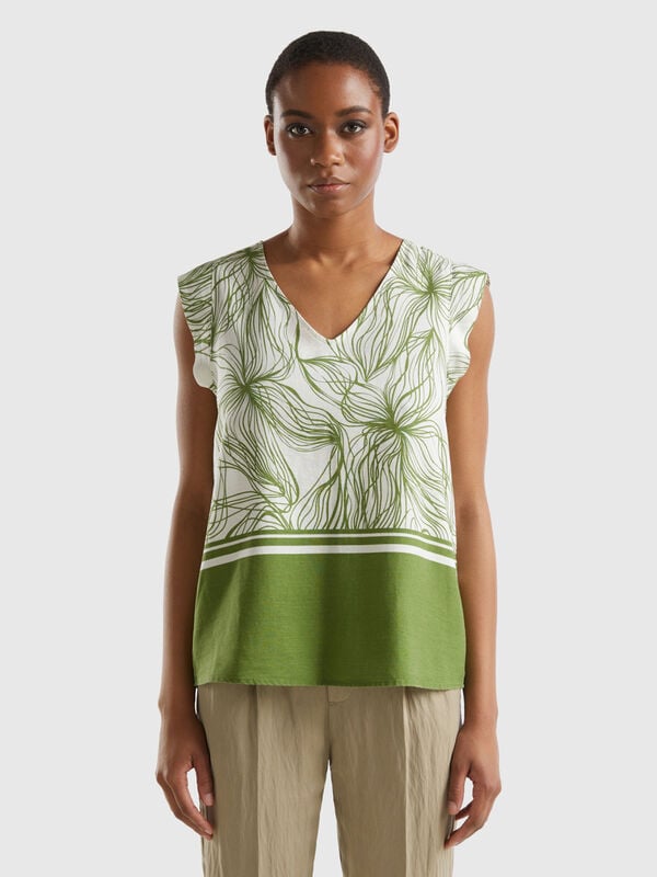 Μπλούζα με σχέδια από ανάμεικτη βιώσιμη βισκόζη Γυναικεία