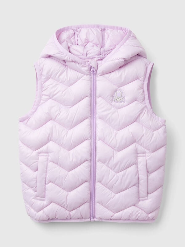 Padded vest in 3D wadding with hood Junior Girl