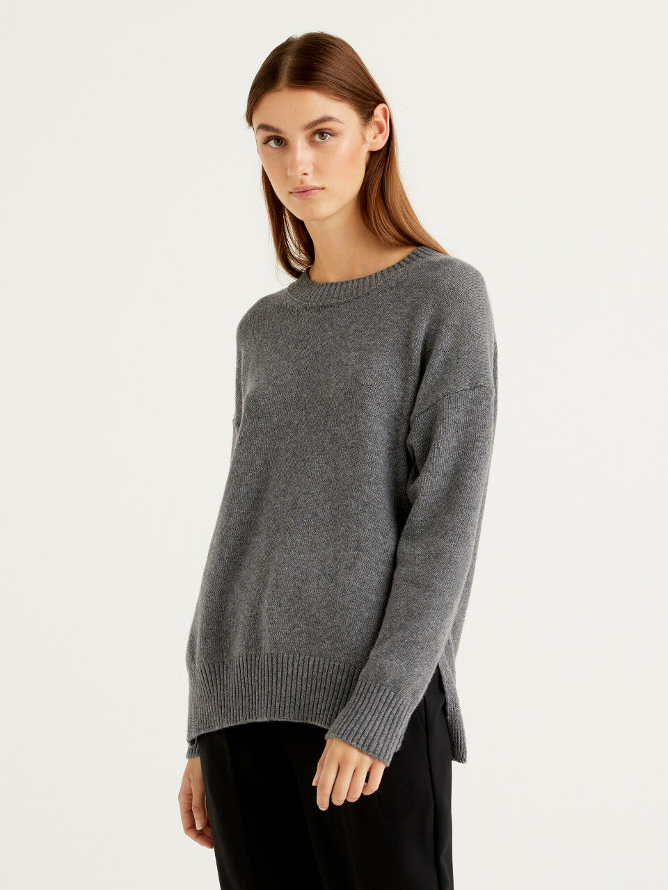 Boxy fit sweater in wool blend