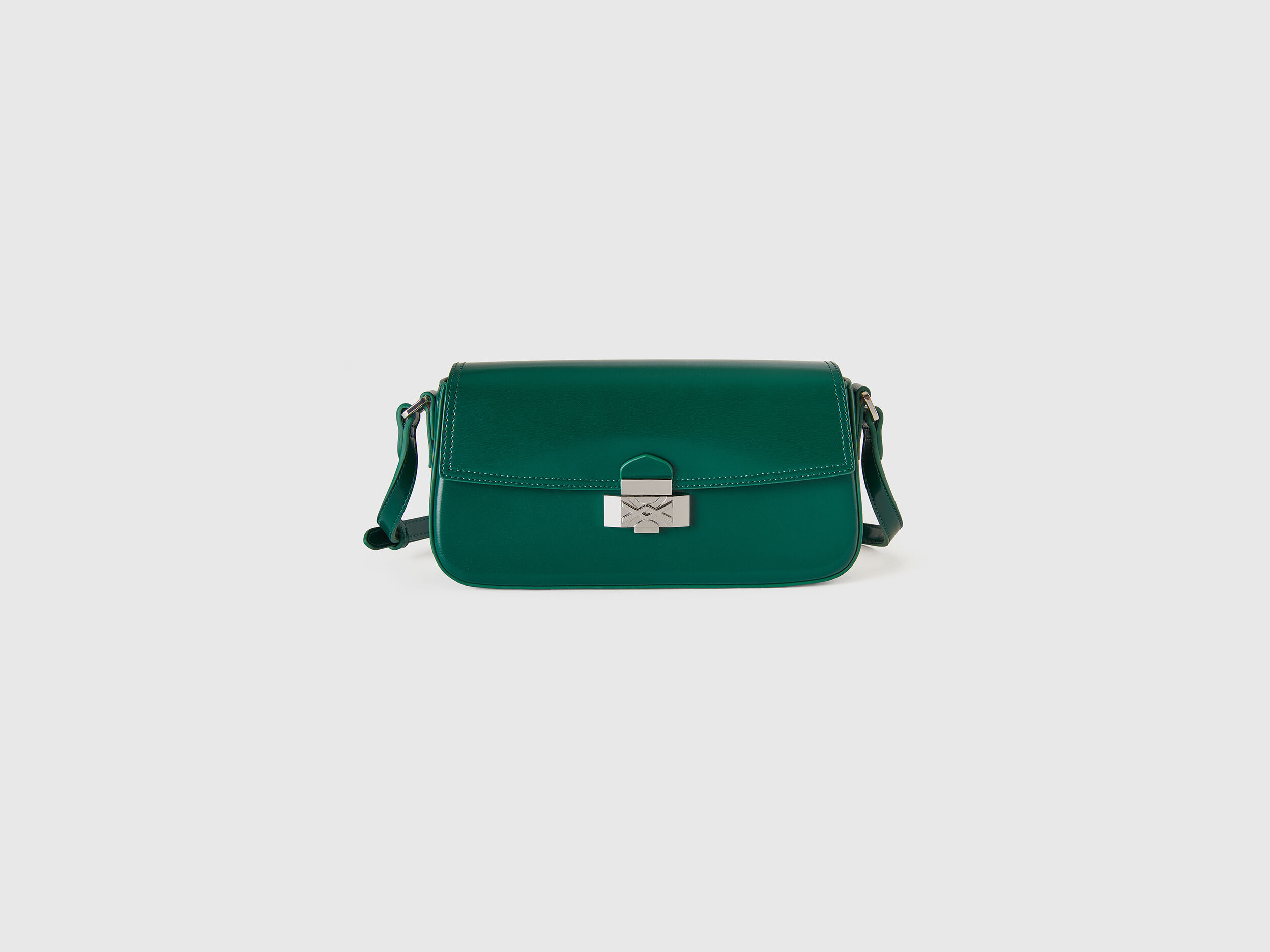 Baguette bag in synthetic leather Dark Green Benetton