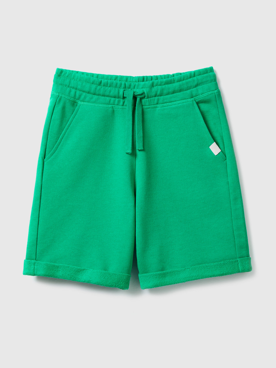 Benetton, Bermudas In Pure Cotton Sweat, Green, Kids