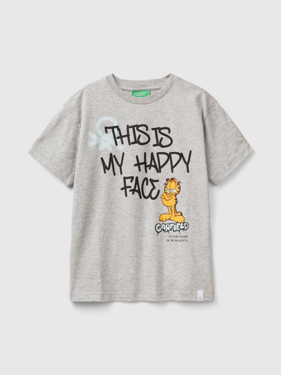 Benetton, Camiseta Garfield ©2024 By Paws, size L, Gris Claro