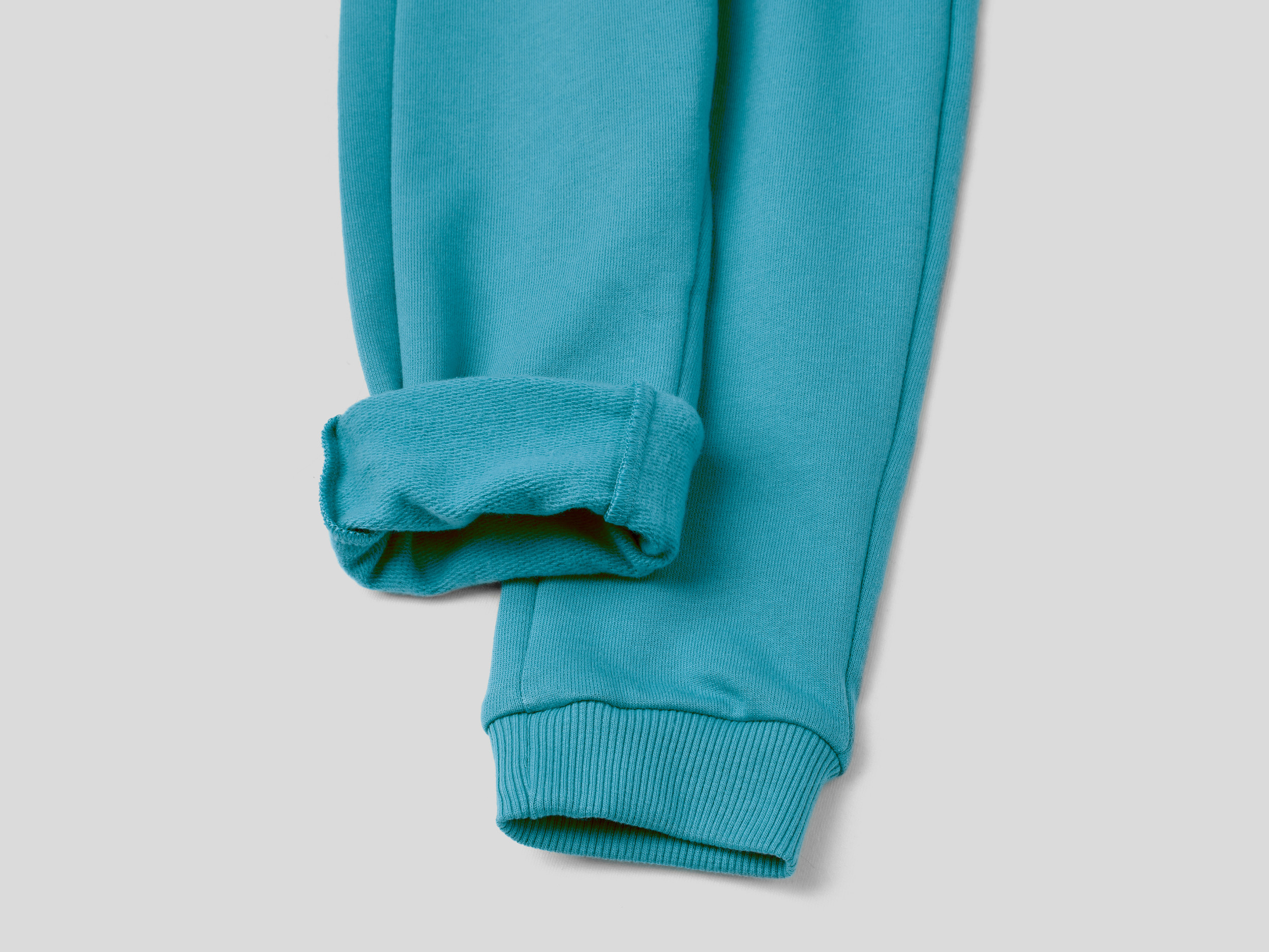 Benetton, Warm Sweatpants With Embroidered Logo, Taglia 12-18, Light Blue, Kids