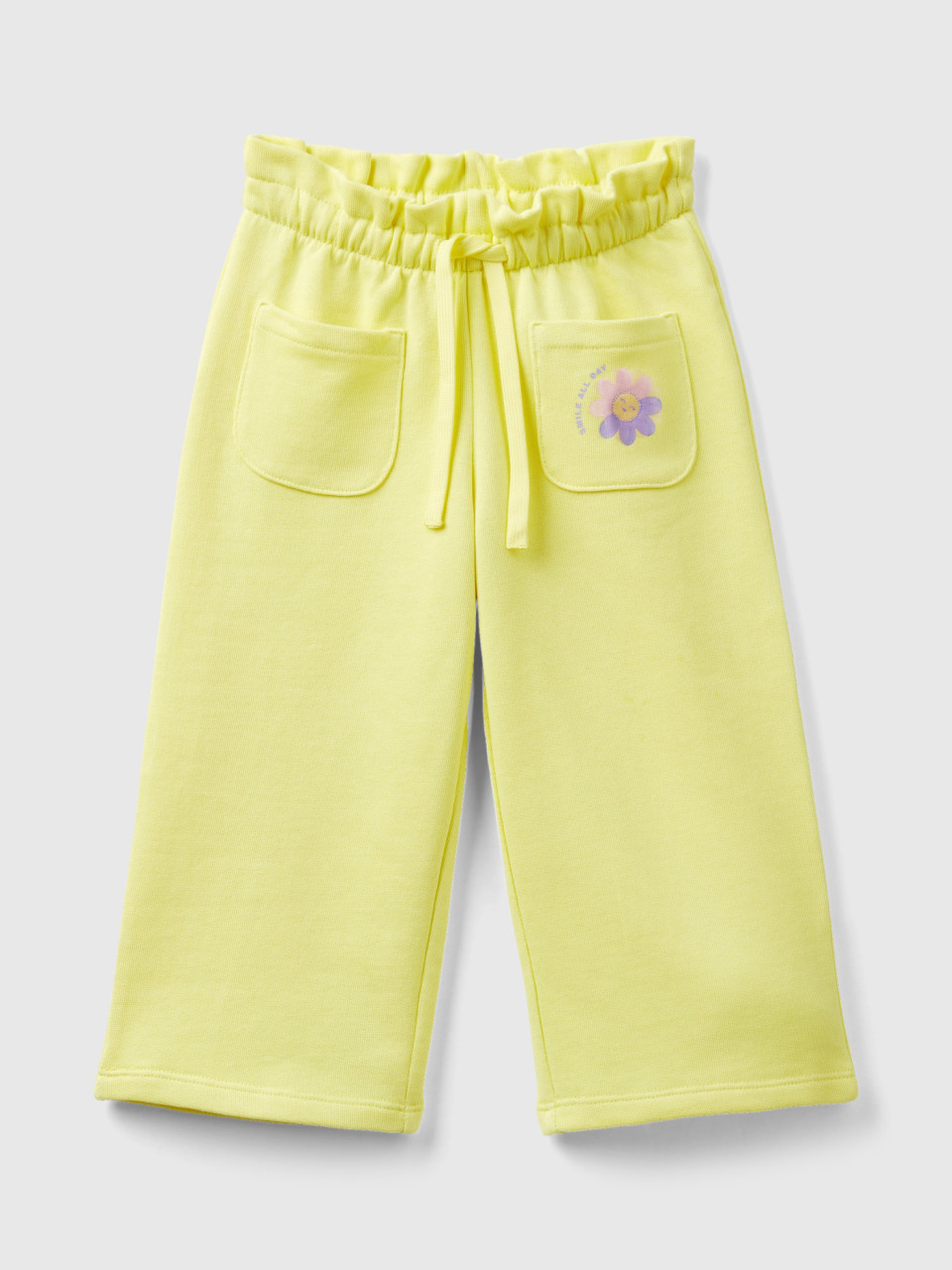 Benetton, Cropped Fit Sweatpants, Yellow, Kids