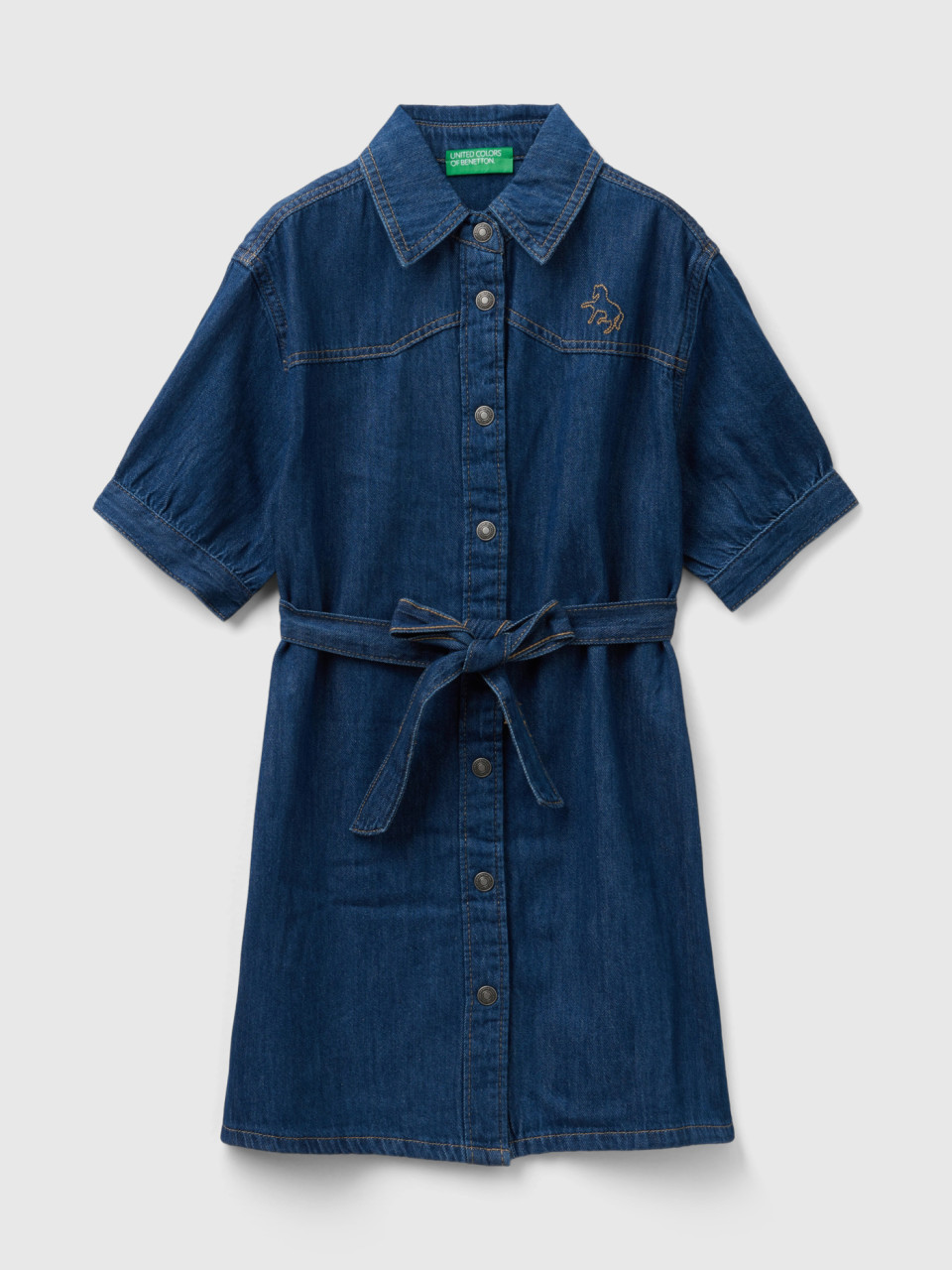 Benetton, Denim Shirt Dress, Dark Blue, Kids