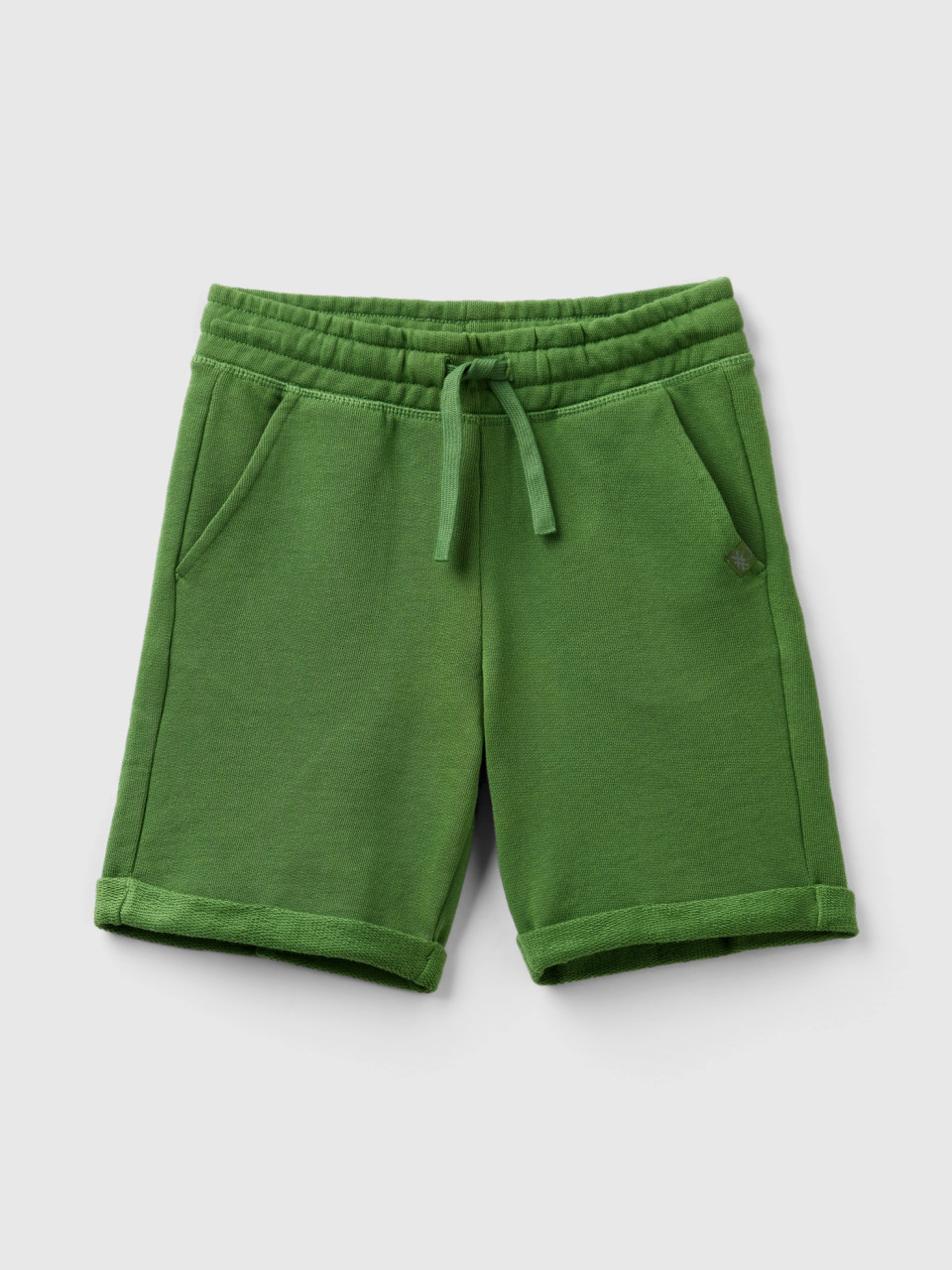 Benetton, Bermudas In Pure Cotton Sweat, Military Green, Kids