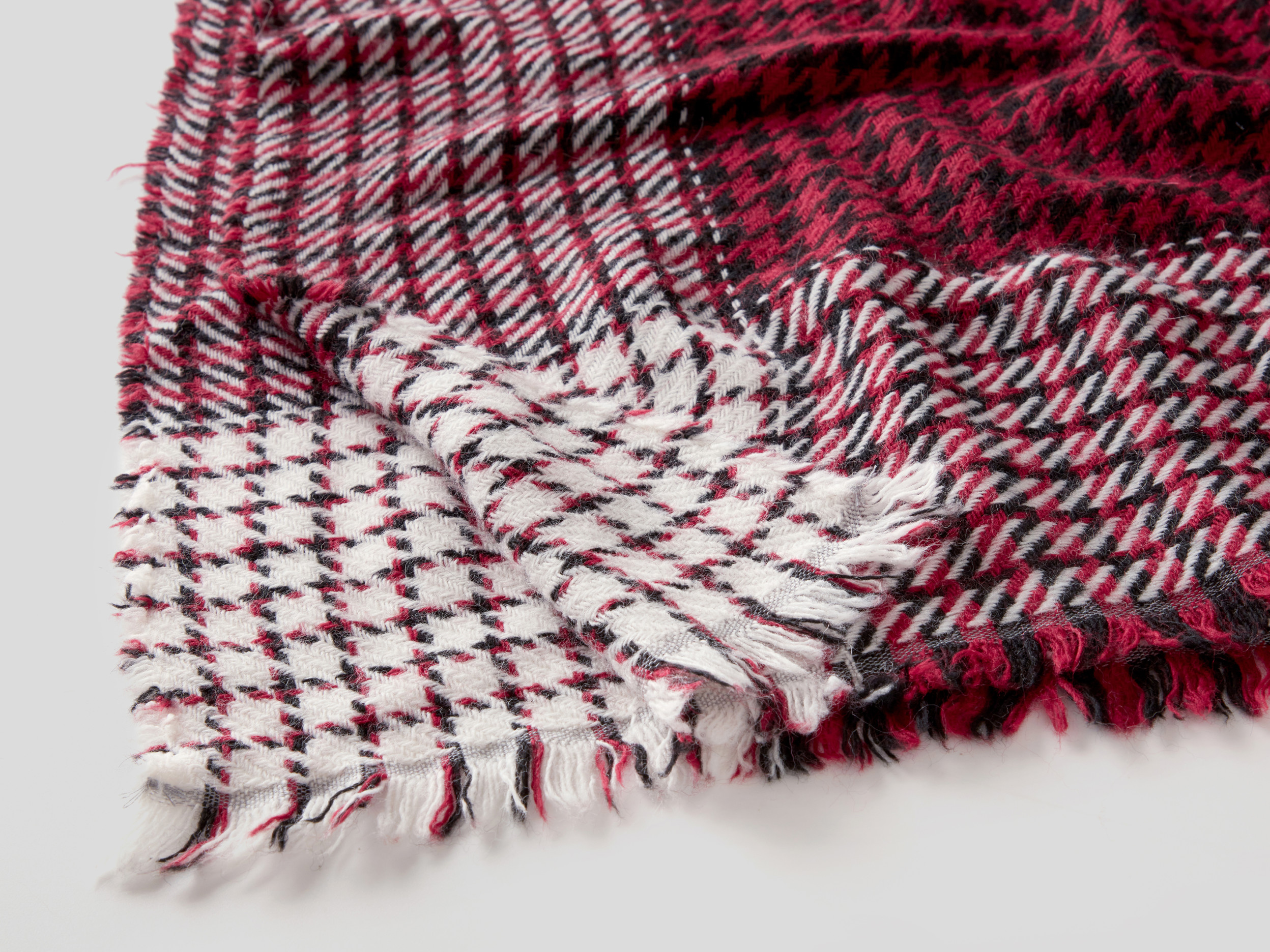 Benetton, Scarf With Dual Pattern, Taglia Os, Red, Women