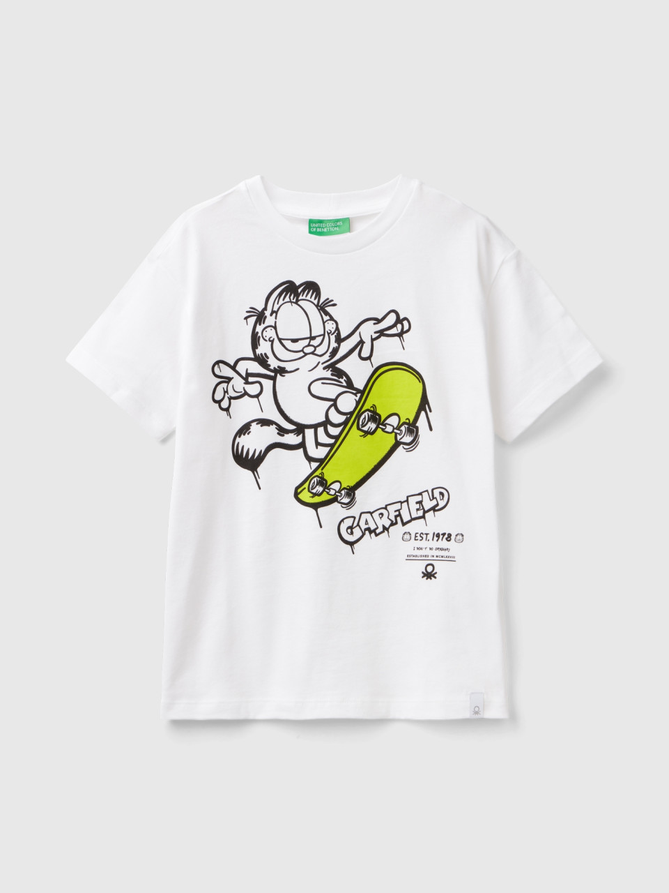 Benetton, Camiseta Garfield ©2024 By Paws, size XL, Blanco
