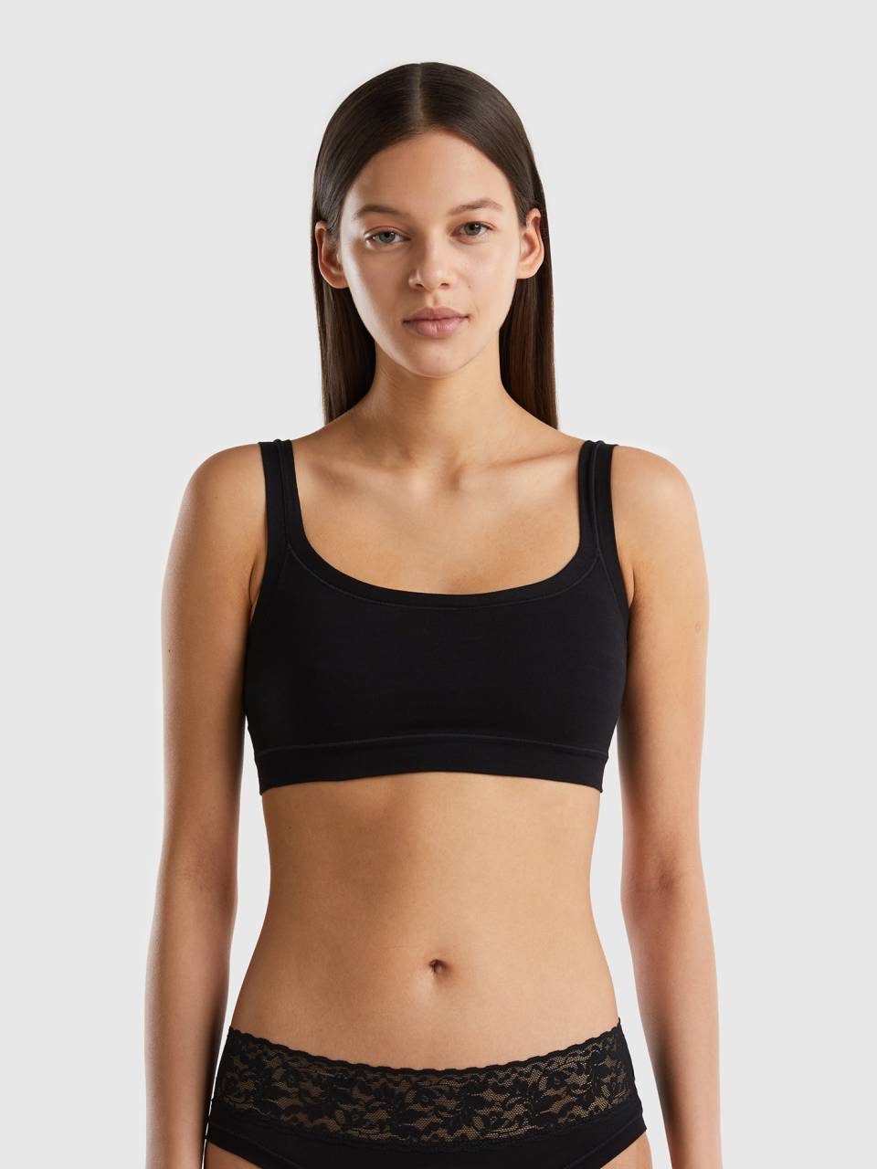 Super stretch organic cotton bra - Black